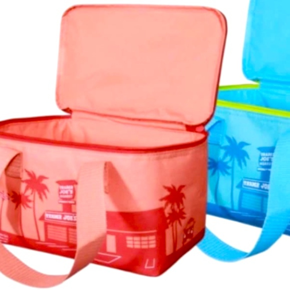 *NEW* Trader Joe's Tropical Insulated Cooler Lunch Bag In Salmon Pink